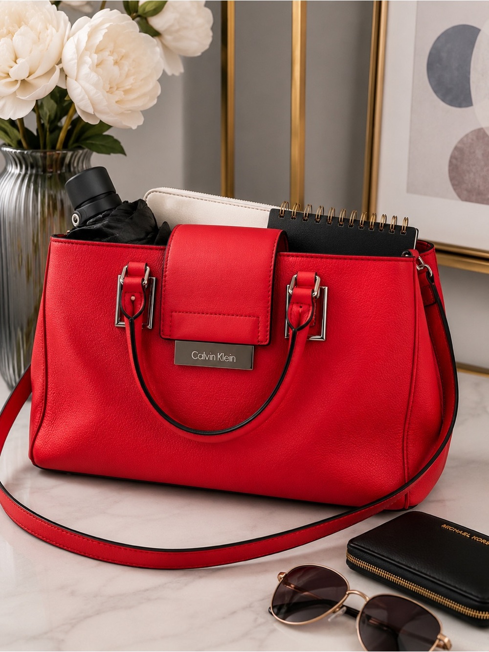 Calvin Klein Red Satchel Shoulder Bag – Like New - Picture 2 of 5